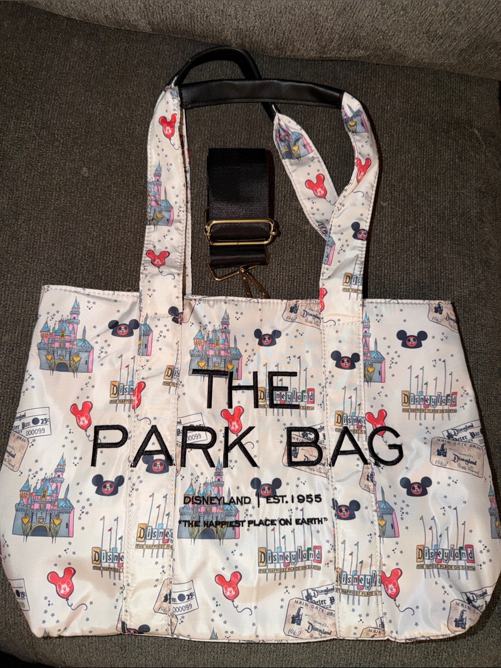 Disney Inspired White Castle & Mickey Print Tote Bag